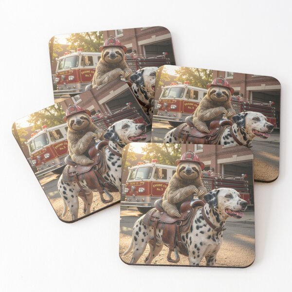 Item preview, Fire Fighting Sloth Rides His Dalmatian  designed and sold by Tridentulus.