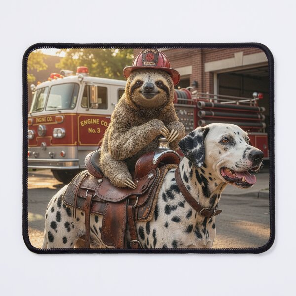 Item preview, Fire Fighting Sloth Rides His Dalmatian designed and sold by Tridentulus.