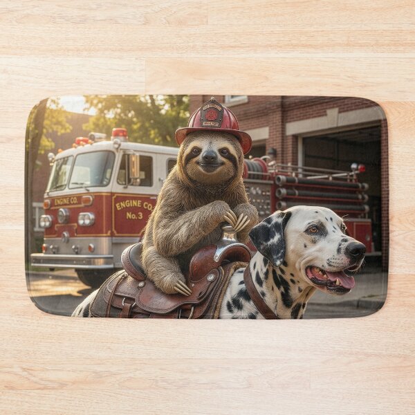 Item preview, Fire Fighting Sloth Rides His Dalmatian  designed and sold by Tridentulus.