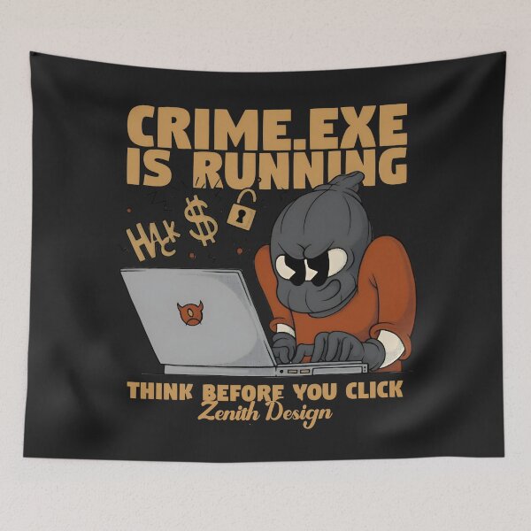 Item preview, Crime.exe is Running Funny Retro Hacker Design designed and sold by Zenith Design.