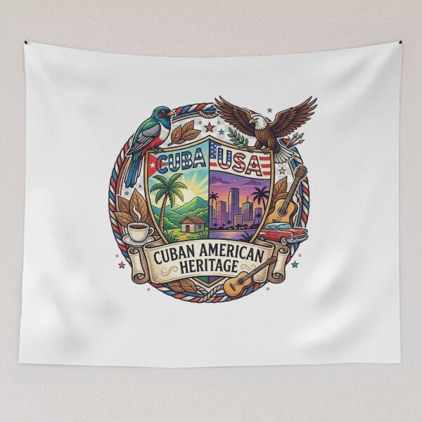 Item preview, Cuban American Heritage: Two Worlds One Heart Vintage Crest designed and sold by Wear Sculpt.