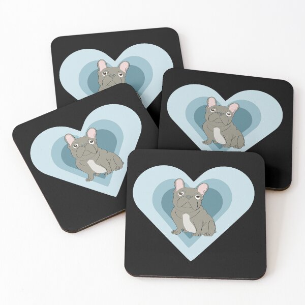Item preview, Gray French Bulldog Blue Hearts designed and sold by Mountain-Point.