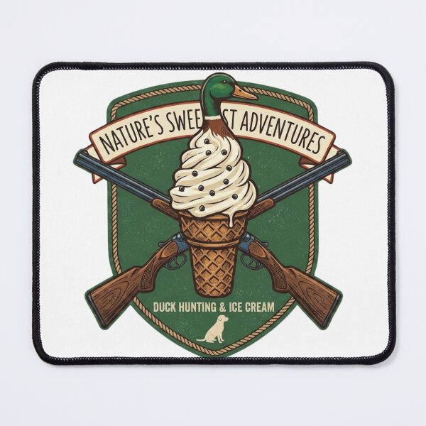 Item preview, Nature's Sweetest Adventures: Duck Hunting & Ice Cream Retro Pin designed and sold by Wear Sculpt.