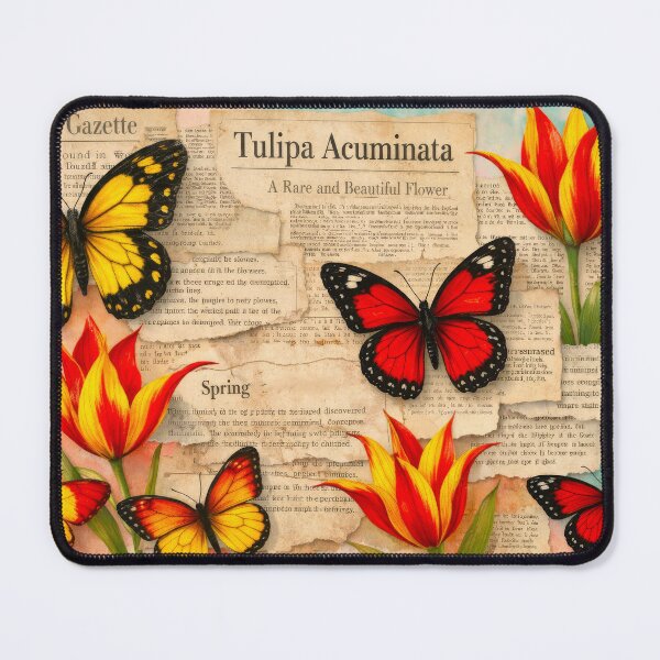 Item preview, Lovely Spring Tulipa Acuminata Flowers and Butterflies Vintage designed and sold by scicilysimonee.