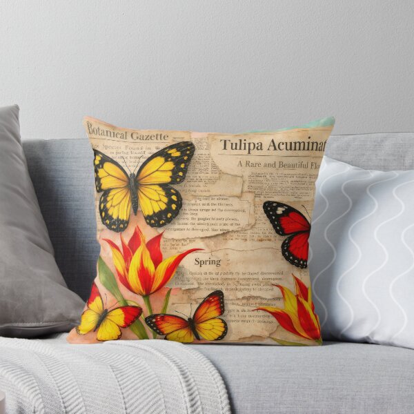 Item preview, Lovely Spring Tulipa Acuminata Flowers and Butterflies Vintage designed and sold by scicilysimonee.