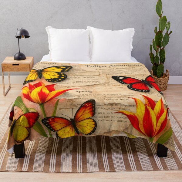 Item preview, Lovely Spring Tulipa Acuminata Flowers and Butterflies Vintage designed and sold by scicilysimonee.