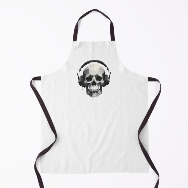 Item preview, Low Poly Skull Headphones | Geometric Gamer Black and White designed and sold by TypoArtPrints.