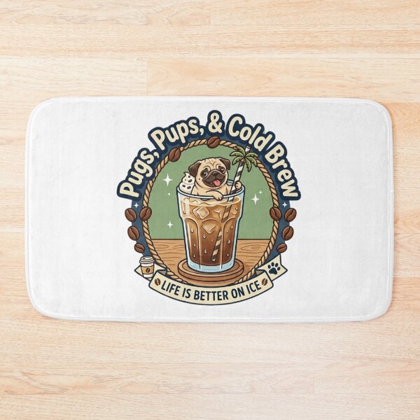 Item preview, Pugs, Pups, & Cold Brew: Cute Pug in Iced Coffee Summer designed and sold by Wear Sculpt.