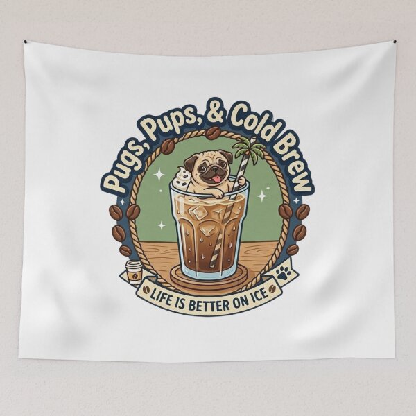 Item preview, Pugs, Pups, & Cold Brew: Cute Pug in Iced Coffee Summer designed and sold by Wear Sculpt.
