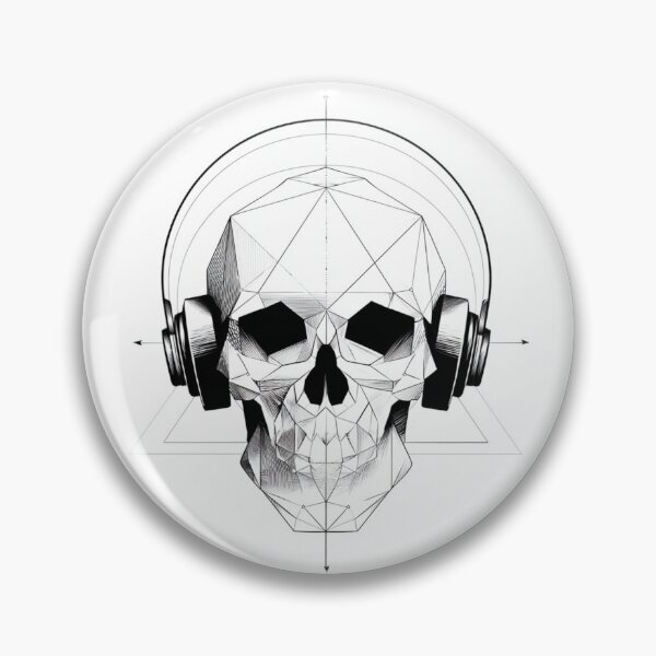 Item preview, Geometric Skull Headphones Sacred Geometry | line art designed and sold by TypoArtPrints.