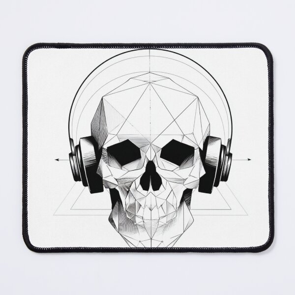 Item preview, Geometric Skull Headphones Sacred Geometry | line art designed and sold by TypoArtPrints.