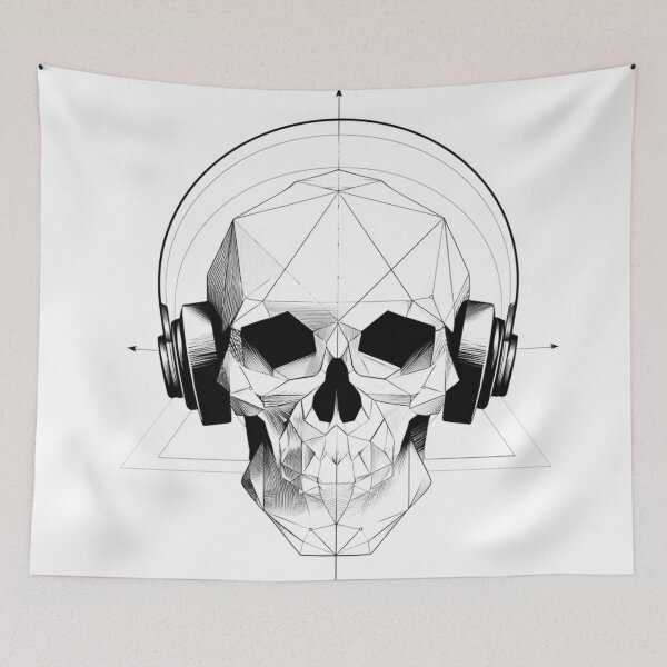 Item preview, Geometric Skull Headphones Sacred Geometry | line art designed and sold by TypoArtPrints.