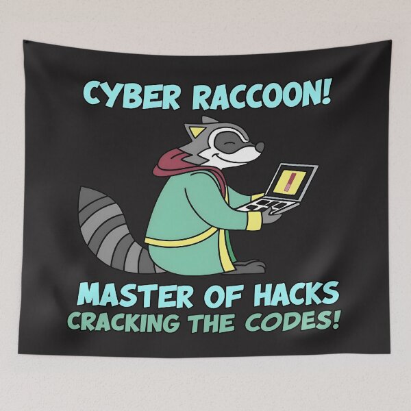 Item preview, Cyber Raccoon Master of Hacks Funny Ethical Hacker Design designed and sold by Zenith Design.