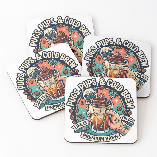 Item preview, Tattooed Pug & Cold Brew: Premium Iced Coffee Summer Badge designed and sold by Wear Sculpt.