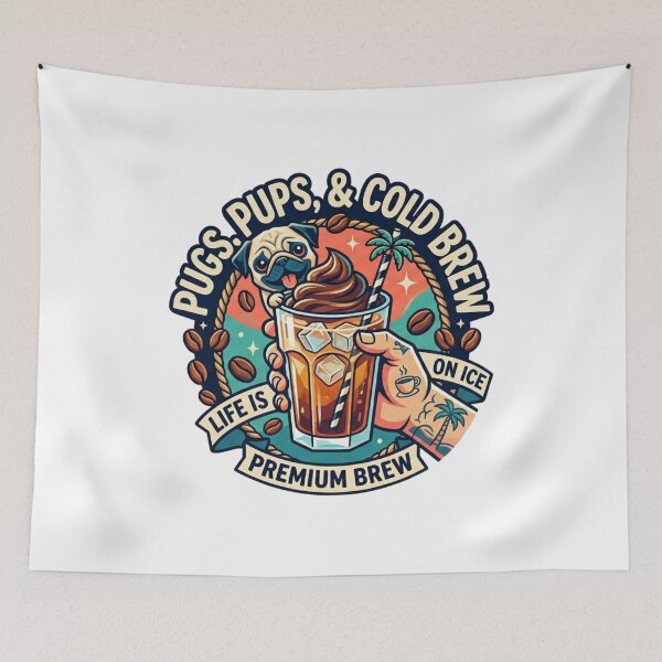 Item preview, Tattooed Pug & Cold Brew: Premium Iced Coffee Summer Badge designed and sold by Wear Sculpt.