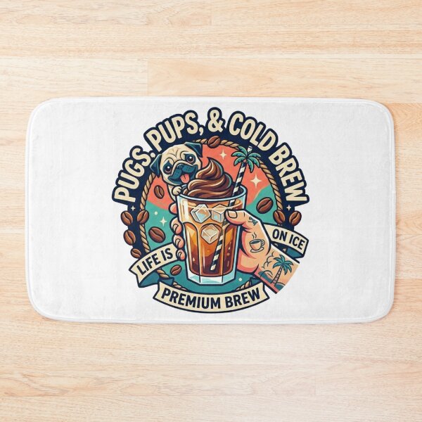 Item preview, Tattooed Pug & Cold Brew: Premium Iced Coffee Summer Badge designed and sold by Wear Sculpt.
