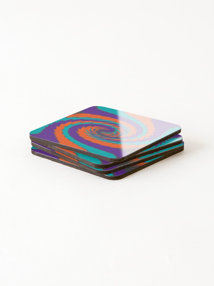 Thumbnail 4 of 5, Coasters (Set of 4), Colorful Rippled Swirl designed and sold by ColorZoo.
