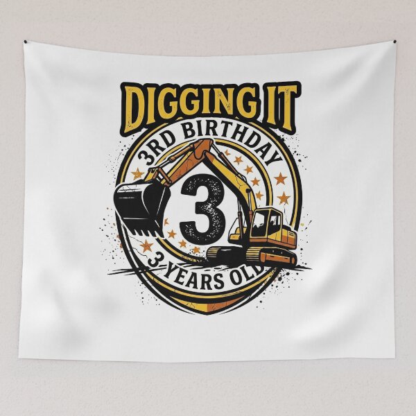 Item preview, Kids Project 3 Digging Boy Birthday 3 Years Old  designed and sold by BHMARTS.