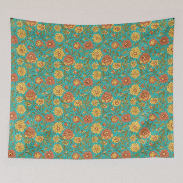 Item preview, Vintage 70s Style Floral Pattern designed and sold by PureVintageLove.