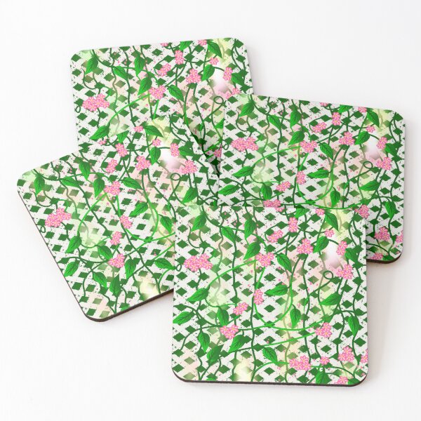 Item preview, Pink Floral Vine Lattice Pattern - Green Checkerboard Seamless designed and sold by TheArtOfTreble.