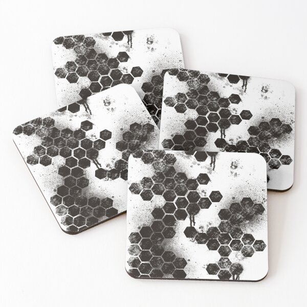 Item preview, Black Hexagon Grunge Splatter - Abstract Dark Pattern Art designed and sold by TheArtOfTreble.