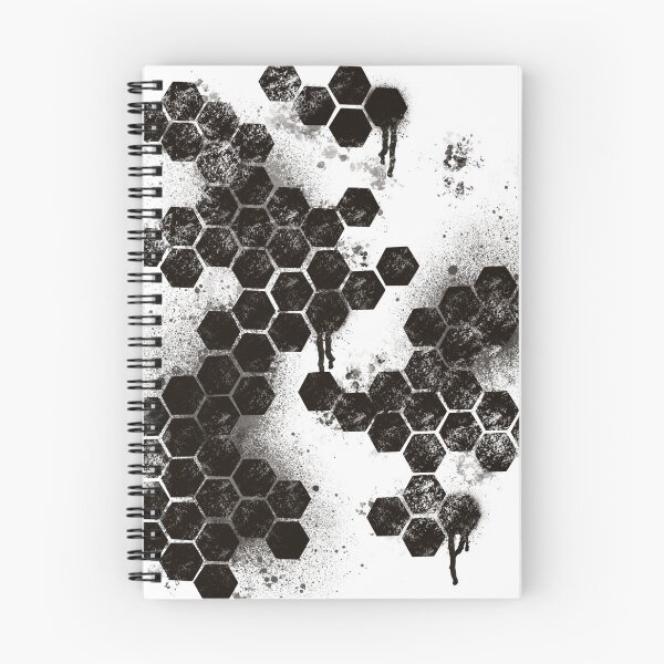 Artikelvorschau, Schwarzes Hexagon-Grunge-Spritzermuster – Abstrakte dunkle Musterkunst entworfen und verkauft von TheArtOfTreble.