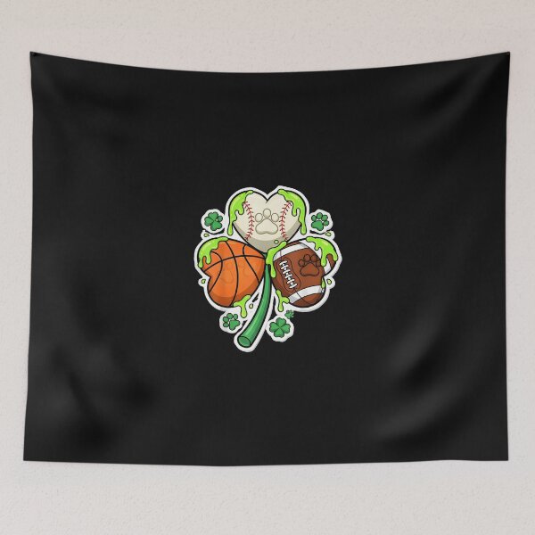 Item preview, Funny St Patrick Cat Sports Shamrock Paw Baseball Basketball designed and sold by Imalyanmani.