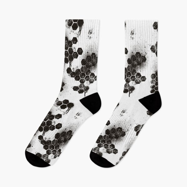 Item preview, Black Hexagon Grunge Splatter - Abstract Dark Pattern Art designed and sold by TheArtOfTreble.