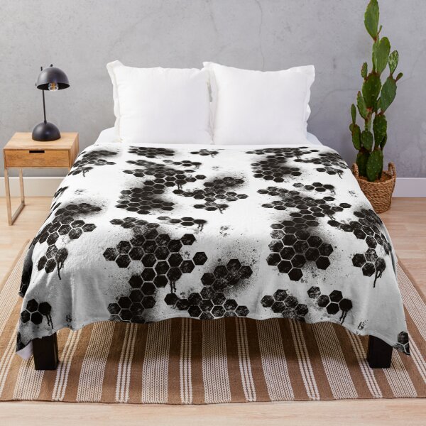 Item preview, Black Hexagon Grunge Splatter - Abstract Dark Pattern Art designed and sold by TheArtOfTreble.