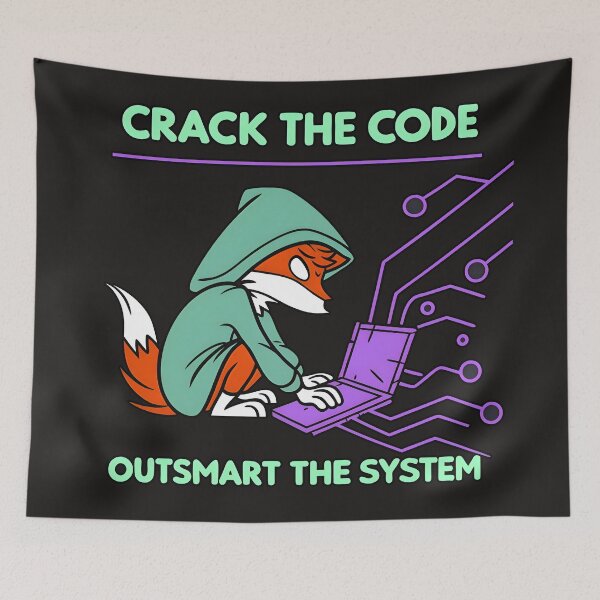 Item preview, Crack The Code Outsmart The System Neon Fox Hacker designed and sold by Zenith Design.