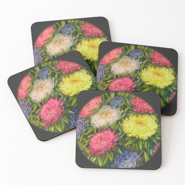 Item preview, Vibrant Asters – Original Macro Floral Painting designed and sold by JurateArt-DK.