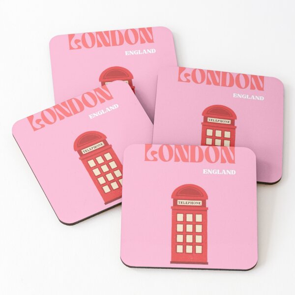 Item preview, London England Vintage Travel Poster with Red Telephone Booth Illustration designed and sold by Yeye´s Shop.