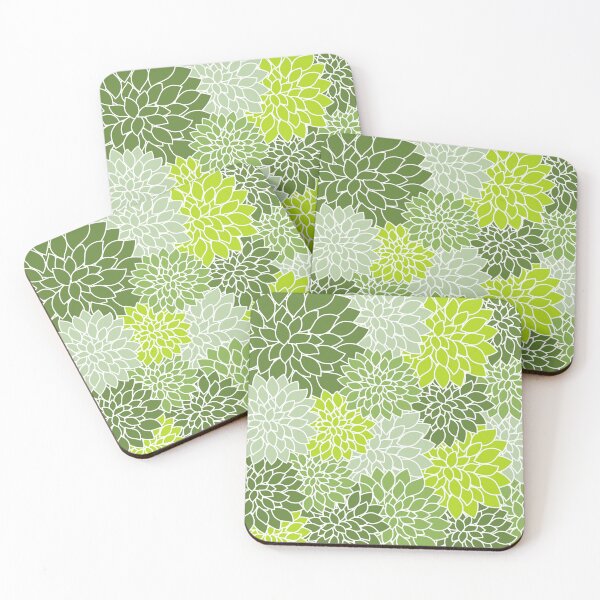 Item preview, Floral Pattern Illustration Style Green Dahlia Design for Modern Home Decor Enthusiasts designed and sold by RickE.