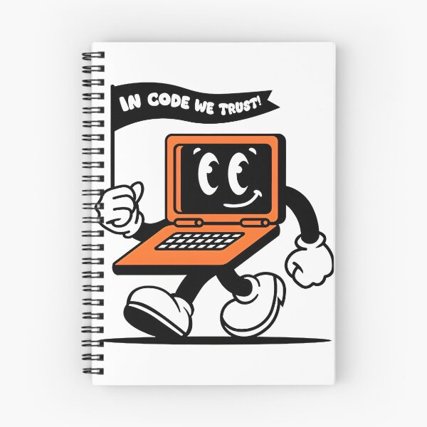 Item preview, In Code We Trust Funny Retro Laptop Cartoon Character designed and sold by Zenith Design.