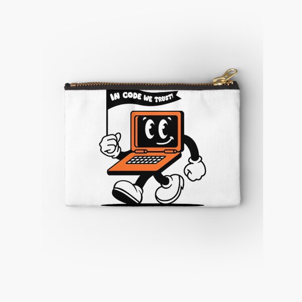 Item preview, In Code We Trust Funny Retro Laptop Cartoon Character designed and sold by Zenith Design.