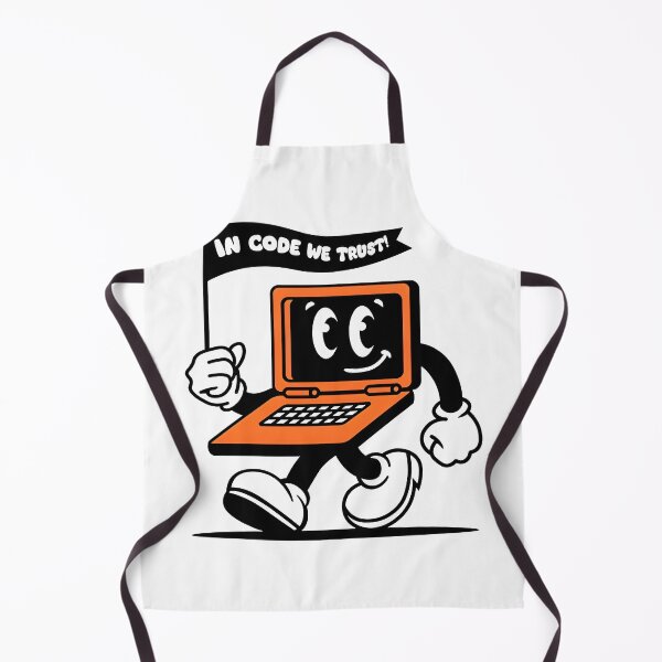 Item preview, In Code We Trust Funny Retro Laptop Cartoon Character designed and sold by Zenith Design.
