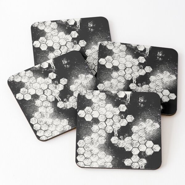 Item preview, Black White Hexagon Grunge - Dark Splatter Abstract Pattern designed and sold by TheArtOfTreble.