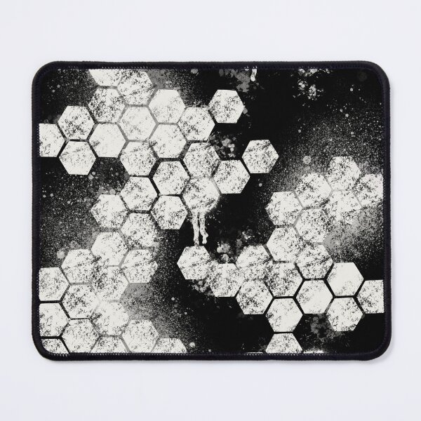 Item preview, Black White Hexagon Grunge - Dark Splatter Abstract Pattern designed and sold by TheArtOfTreble.