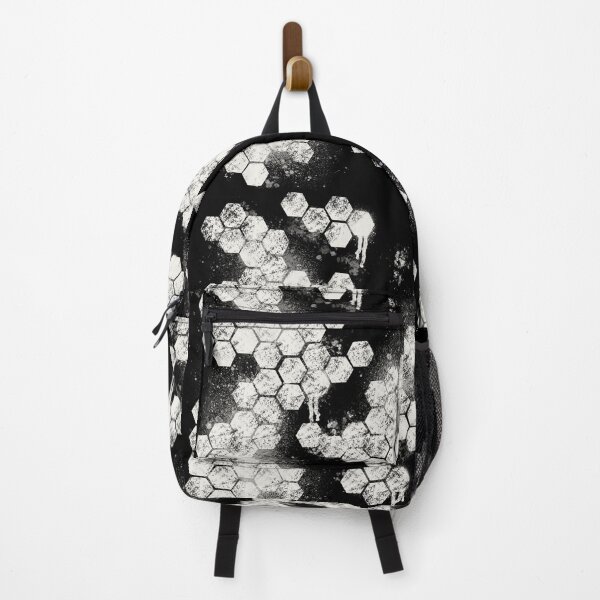Item preview, Black White Hexagon Grunge - Dark Splatter Abstract Pattern designed and sold by TheArtOfTreble.
