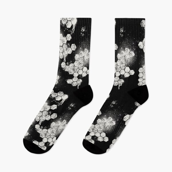 Item preview, Black White Hexagon Grunge - Dark Splatter Abstract Pattern designed and sold by TheArtOfTreble.