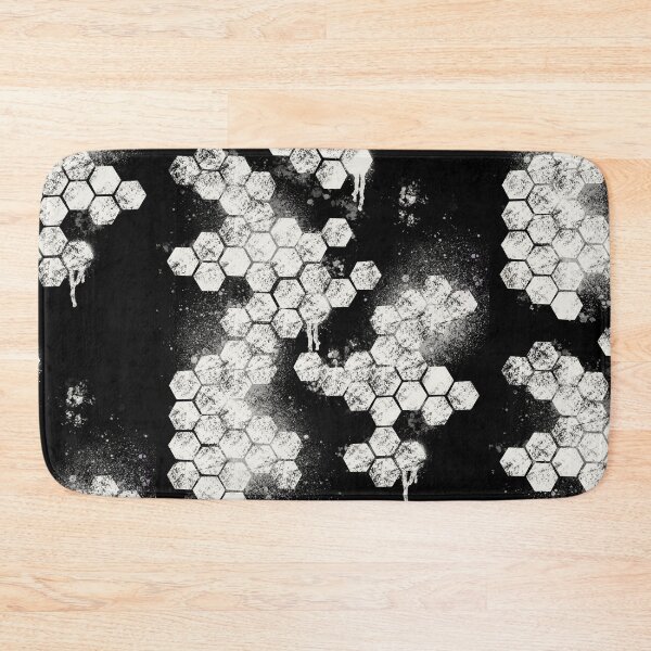 Item preview, Black White Hexagon Grunge - Dark Splatter Abstract Pattern designed and sold by TheArtOfTreble.