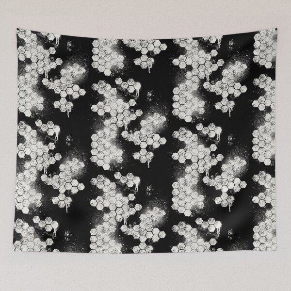 Item preview, Black White Hexagon Grunge - Dark Splatter Abstract Pattern designed and sold by TheArtOfTreble.
