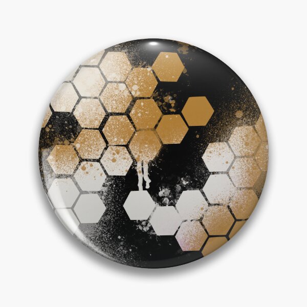 Artikelvorschau, Gold-Schwarzes Hexagon-Grunge-Muster – Abstraktes Muster mit metallischen Sprenkeln entworfen und verkauft von TheArtOfTreble.