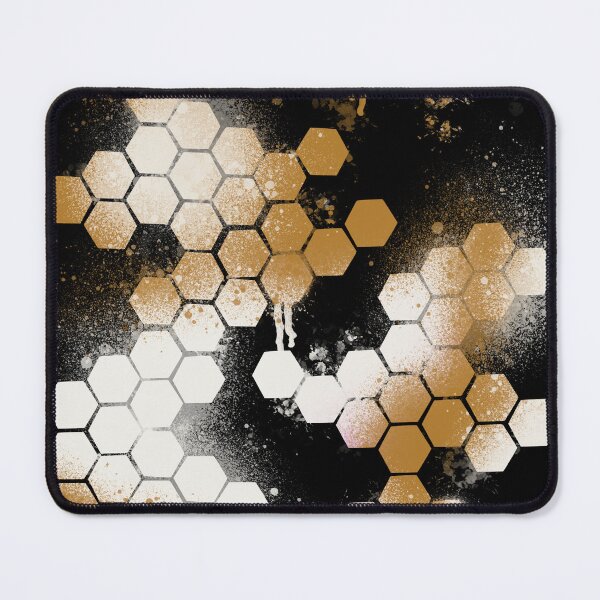 Item preview, Gold Black Hexagon Grunge - Metallic Splatter Abstract Pattern designed and sold by TheArtOfTreble.