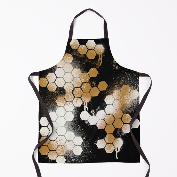 Aperçu de l'œuvre Motif abstrait grunge hexagonal or et noir - Éclaboussures métalliques créée et vendue par TheArtOfTreble.