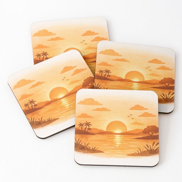 Item preview, Warm Minimalist Sunset Landscape – Orange Aesthetic Illustration designed and sold by DrizzyV.