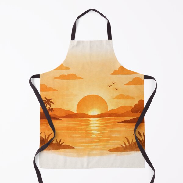 Item preview, Warm Minimalist Sunset Landscape – Orange Aesthetic Illustration designed and sold by DrizzyV.