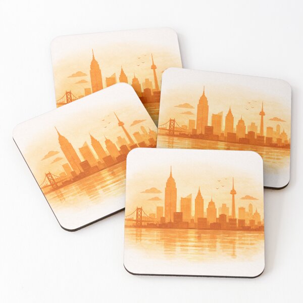 Item preview, Minimalist Orange City Skyline – Modern Urban Sunset Illustration designed and sold by DrizzyV.