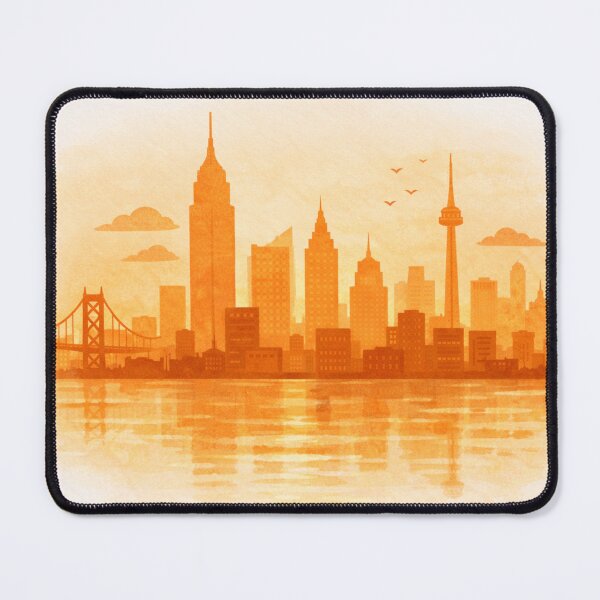 Item preview, Minimalist Orange City Skyline – Modern Urban Sunset Illustration designed and sold by DrizzyV.