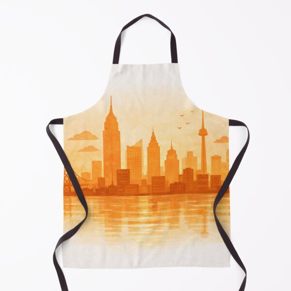 Item preview, Minimalist Orange City Skyline – Modern Urban Sunset Illustration designed and sold by DrizzyV.